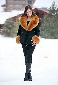 Babes: brunette girl in the black winter coat