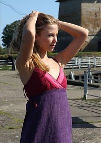 Babes: cute young blonde girl travels around the country