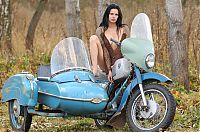 Nake.Me search results: young brunette girl posing on the old sidecar