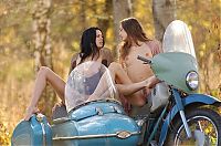 Nake.Me search results: two young girls posing on the old sidecar