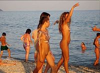 Babes: naked girl naturists on a nude beach
