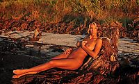 Nake.Me search results: blonde girl tanned on the beach with driftwood during the sunset